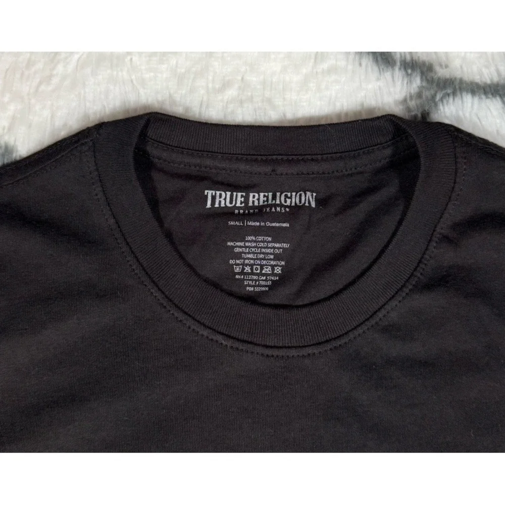 TRUE RELIGION Repeated 3D Horseshoe Long Sleeve Shirt Black Red Mens S *NEW* $69